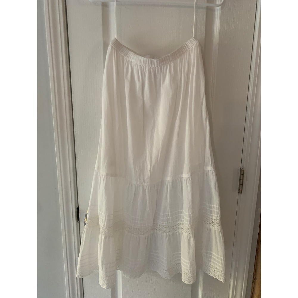Urban Outfitters White Cotton Tiered Lace Maxi Skirt XS Boho Cottagecore Prairie